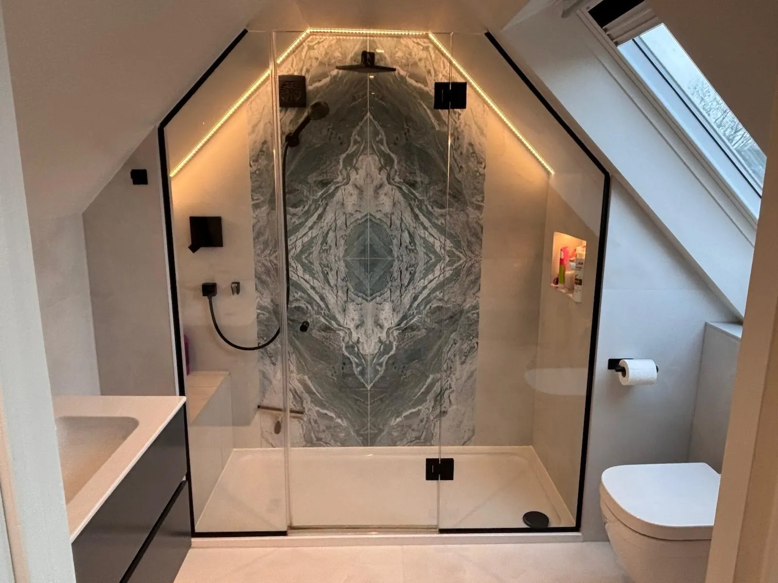 Bespoke walk in loft shower room