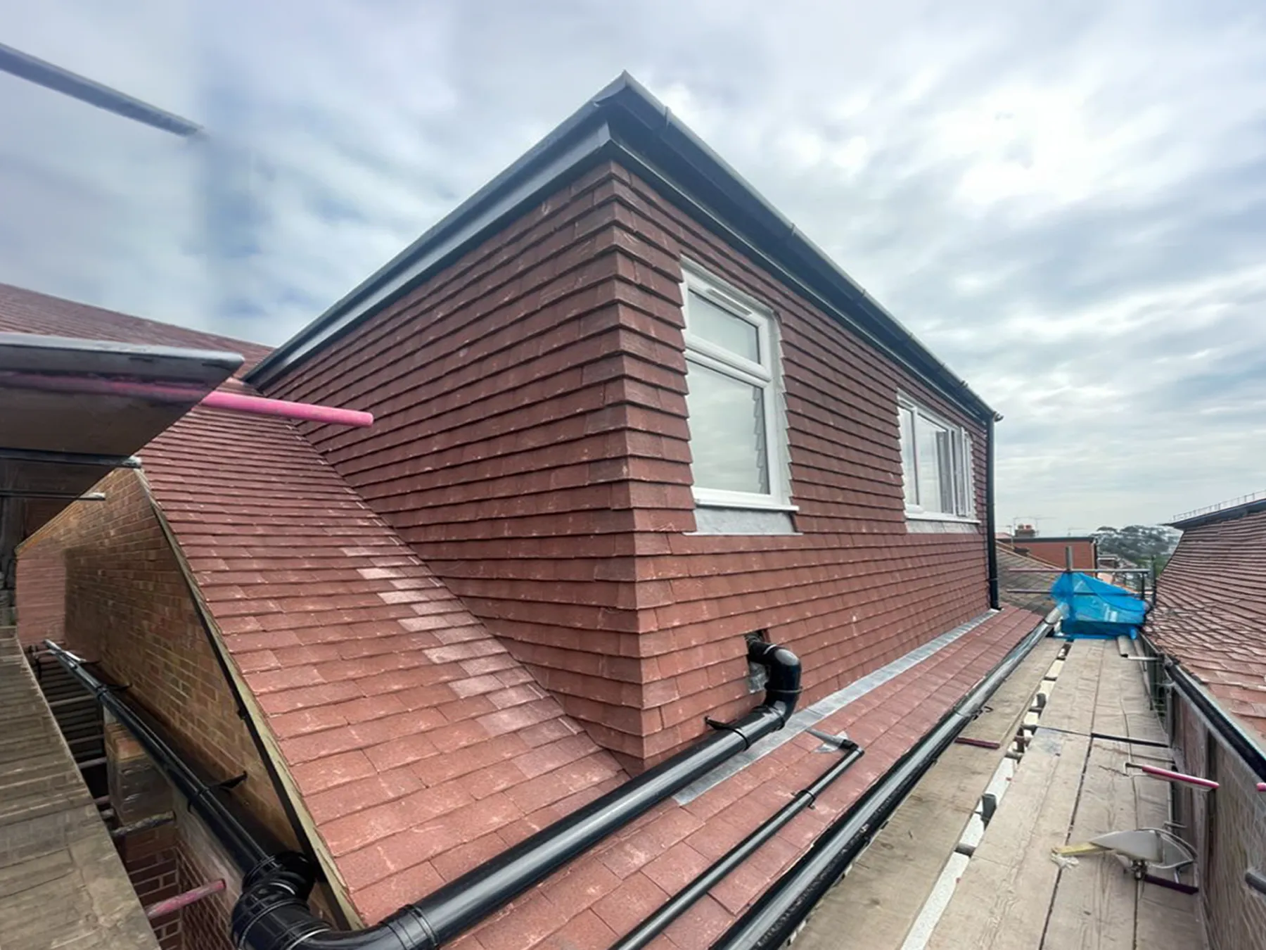 Tiled dormer loft conversion construction exterior