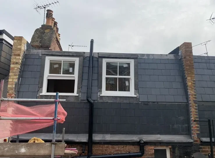 Mansard loft conversion with sash windows